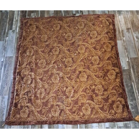 Antique Rug Carpet Paisley Floral Brown Art Deco Nouveau Brocade Romantic 59x52